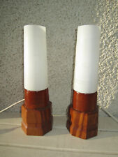 Ancienne Paire de  Lampe  kalff Design Année 50/60  Scandinave Opaline Teck