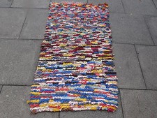 Old Main Fabriqué Marocain Boucherouite Coton Tissu Coloré Tapis 155x86cm