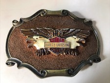 Boucle de ceinture Harley-Davidson vintage en métal et cuir - 1978 Pain Tree