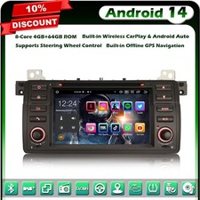 8-Cœurs 64GO Android 14 Autoradio Navi CarPlay BMW Série 3 E46 M3 Rover 75 MG ZT