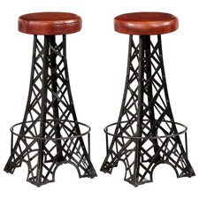 Lot de 2 Tabourets de Bar Chaises Bistrot Pub Cuisine Cuir Véritable vidaXL