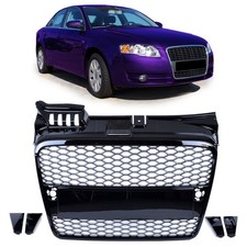 Calandre Nid D'Abeille Noir Brillant pour Audi A4 B7 8E Ab 2004-2008 Pdc