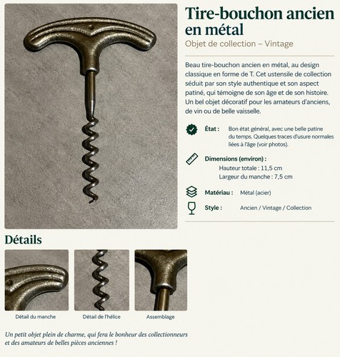 Tire bouchon ancien style - style, t