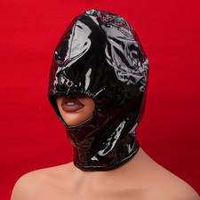 Black Capuche De Tête Masque Harnais Bouche Ouverte Adultes Couples SM Retenue