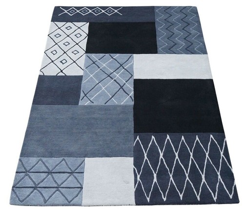 Tapis 100 laine gris noir - tapis, 100%