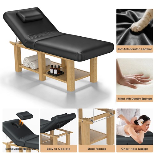 Wood wide massage table - massage, facial