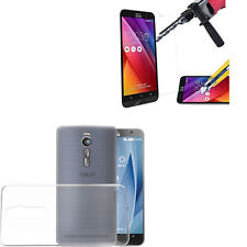 Pour Asus Zenfone 2 / max / 3 / 4 max - Coque gel Transparent + 1 verre trempé