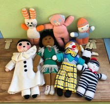 Lot de 8 doudous peluches en tricot fait main