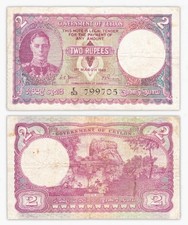 2 RUPEES 1949 CEYLAN / CEYLON / SRI LANKA - p35