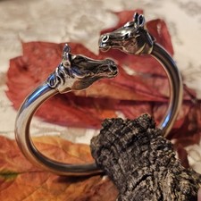 Bracelet Vintage Têtes De Chevaux Artisan D'art Argent 925 Poinçon 64x50mm 27,7g