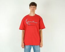 Karl Kani Hommes 2XL Manche Courte Tricot Rouge Brodé Ras Cou Tee Été vintage