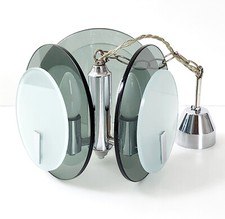 SUSPENSION SPACE AGE VINTAGE 1970 DISQUES EN VERRE & METAL CHROME 70's 70s RETRO