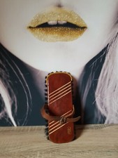 ANCIENNE BROSSE ÉCLAT PARQUET BOIS CUIR VINTAGE