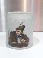 Chope A Biere Ancienne Mettlach Bock Signé Warick 1/2 Litre