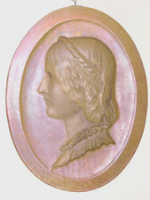 MEDAILLON ANTIQUE CERAMIQUE LUSTRE METALLIQUE  SIGNE CLEMENT MASSIER 1901 RARE