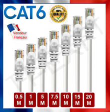 Cable reseau ethernet RJ45 CAT 6 PC ordinateur console 1, 1,5 , 2 ,  5, 10, 15m 