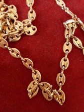 Longue Chaîne 73 Cm En Plaqué Or Grain De Café Impeccable