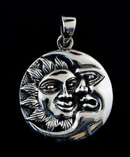 Pendentif Lune Soleil Bijou ésotérique Astre en Argent 925 de 7gr. # 25431
