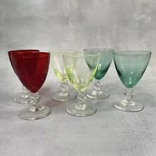 6 petits verres anciens à liqueur à pied torsadé dt 2 en ouraline Haut. ~8cm