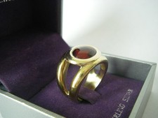 T51 52 chevalière grenat Argent MASSIF 925 minerve vermeil plaqué or 9gr N°403