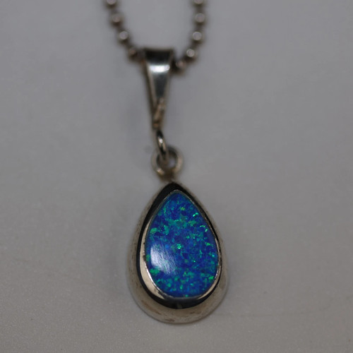 Blue opal teardrop pendant - opal,