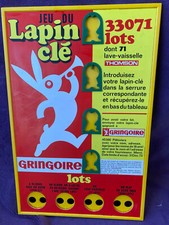 Biscottes Gringoire : Plaque de jeu publicitaire du lapin clé - 1972 rare