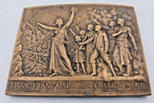 MEDAILLE PLAQUE BRONZE GRAVEUR BORREL LIGUE FRANCAISE ENSEIGNEMENT VERITE JUSTIC