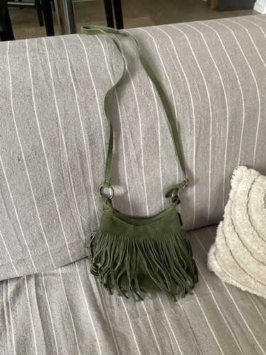 Sac main daim vert kaki - daim,