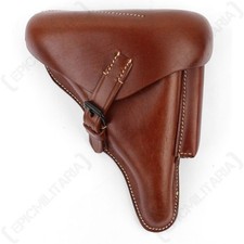 Étui à coque dure P08 Luger en Cuir Marron de Seconde Guerre mondiale - Repro