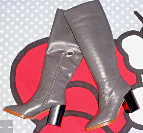 Bottes hautes cuir - mi, gris