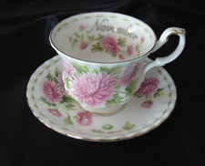 Tasse à café en porcelaine anglaise Royal Albert mois de novembre Chrysanthème