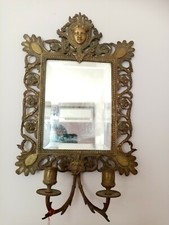 Ancien Miroir Applique En Bronze XIX