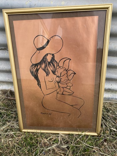 Tableau féminin signé - nu,