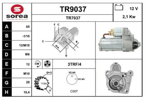 Démarreur snra tr9037 - démarreur,