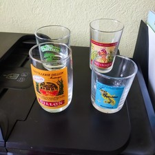 4 VERRES  PUBLICITAIRES  BAR    RHUM  DILLON 3 RIVIERES  CHARRETTE  MAUNY