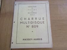 CATALOGUE PIECES RECHANGES MASSEY HARRIS CHARRUE MULTIDISQUE N° 809 1956