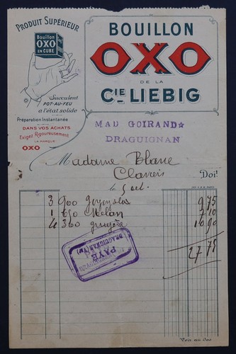 Facture bouillon oxo liebig - facture,