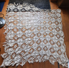 Dessus de table ou de meuble ancien décor fleuri froncé à restaurer Occasion