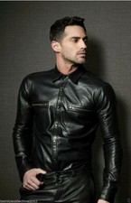 Chemise en cuir noir pour