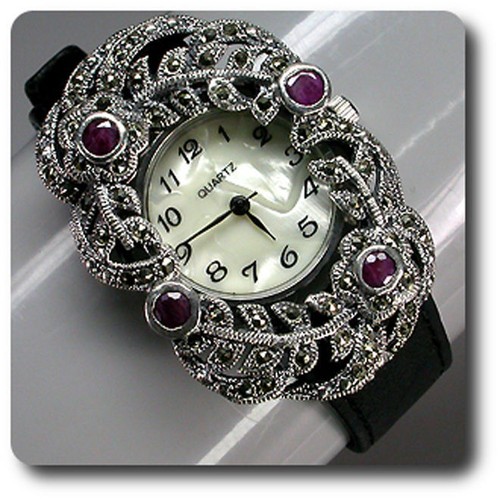 Montre rubis marcassite - rubis,