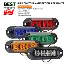 Feu de position latéral étanche 4 LED camion remorque ambre rouge blanc bleu v