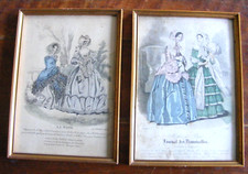 2 Anciennes gravure robes XIX  Journal des Demoiselles La Mode- cadres