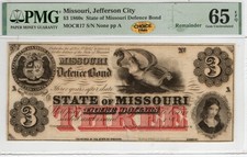 Missouri State Note 1860s $3 -
