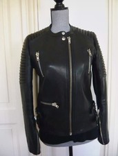 SANDRO _ BLOUSON MOTARD PERFECTO CUIR _ T1 _ NEUF
