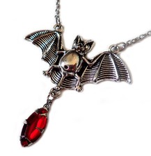 Gothic Victorian Bat Necklace Silver Choker Vampire Jewelry Halloween Costume
