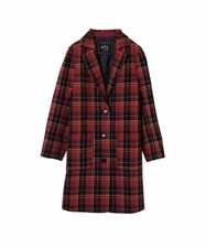 Agnes B. Check Coat Red Size
