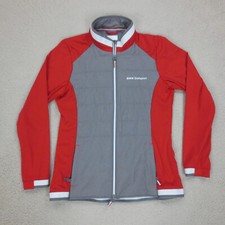 Veste Matelassé BMW GolfSport Femme M Gris Rouge Colorblock Full Zip Polyester