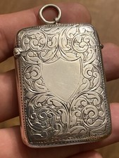 Pyrogène & Argent massif & Boite Allumettes & Travail Anglais & Ancien