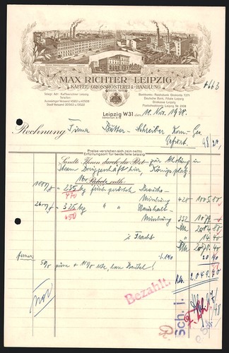 Facture leipzig 1938 max - 1938,,