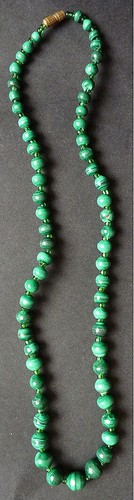 Collier perles malachite - collier, en